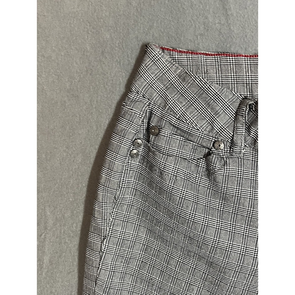 Sabrina Lauren Women's Size 12 Plaid Flare Pants Stretch Rayon Blend Gray Black - Picture 3 of 10